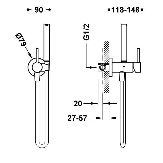 STUDY Concealed single-lever WC/ bidet mixer