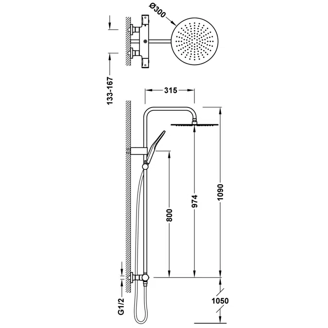 Tres Over-Wall Thermostatic Shower Set