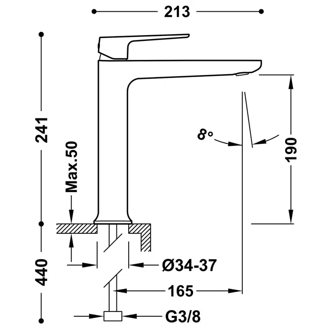 LOFT High single-lever washbasin mixer