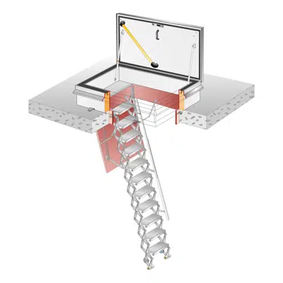 Gorter® Flat Roof Access Hatch RHT with Scissor Stairs图像