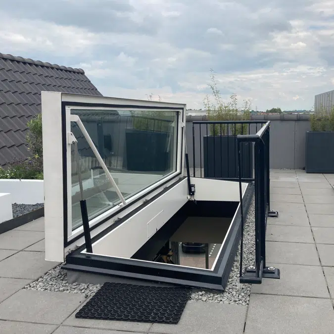 Gorter® Glazed Roof Access Hatch RHTG with stairs