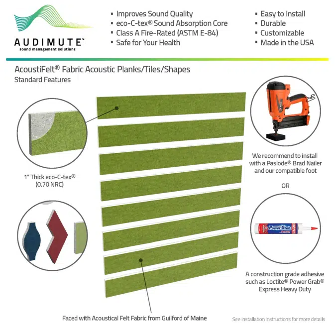 AcoustiFelt™ Fabric Acoustic Planks