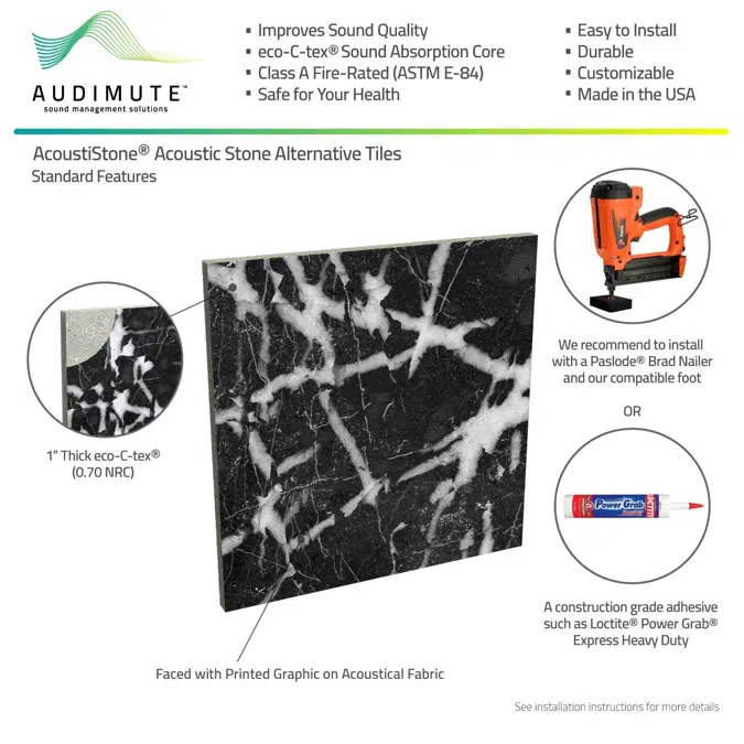 AcoustiStone® Acoustic Stone Alternative Tiles