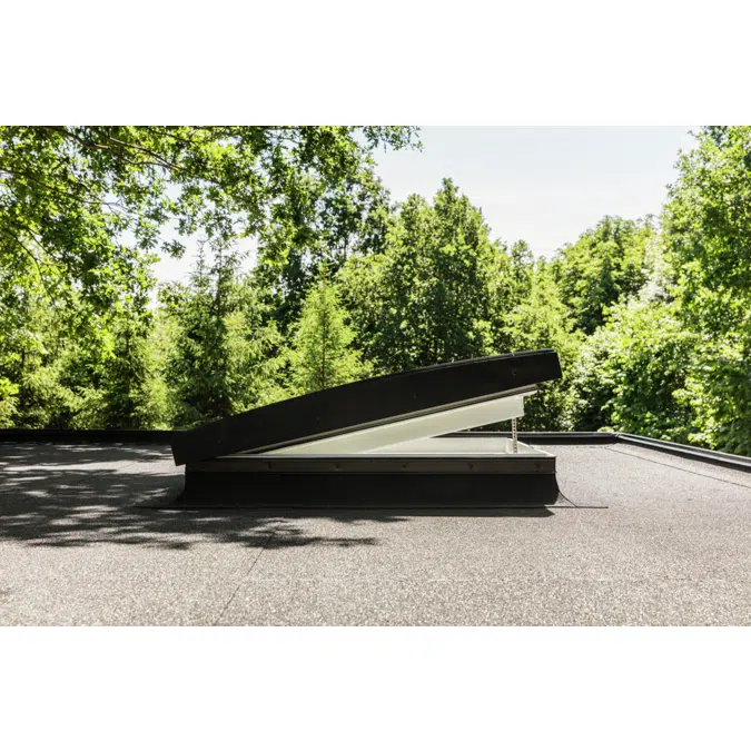 Electrically vented glass rooflight w. Curved glass CVU ISU1093