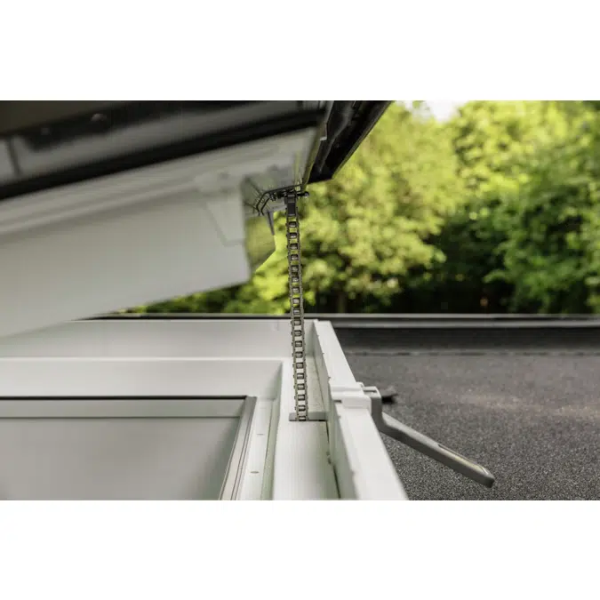 Electrically vented glass rooflight w. Curved glass CVU ISU1093