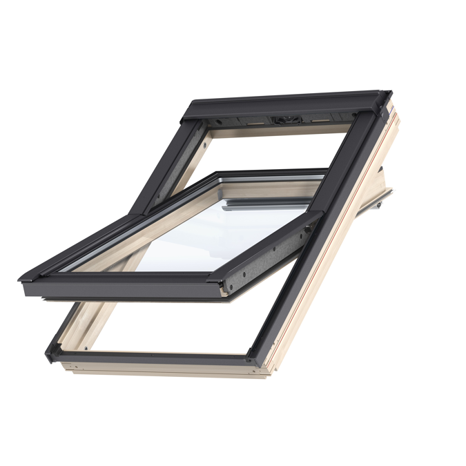 Top Operated Std. Pinewood roof window Centre-pivot - GZL 1051