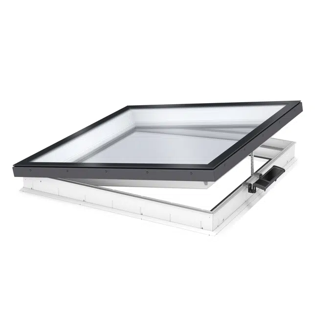 Solar powered & electrically vented glass rooflight w. Flat glass CVU ISU2093