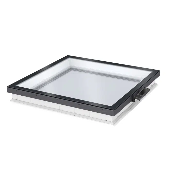 Solar powered & electrically vented glass rooflight w. Flat glass CVU ISU2093