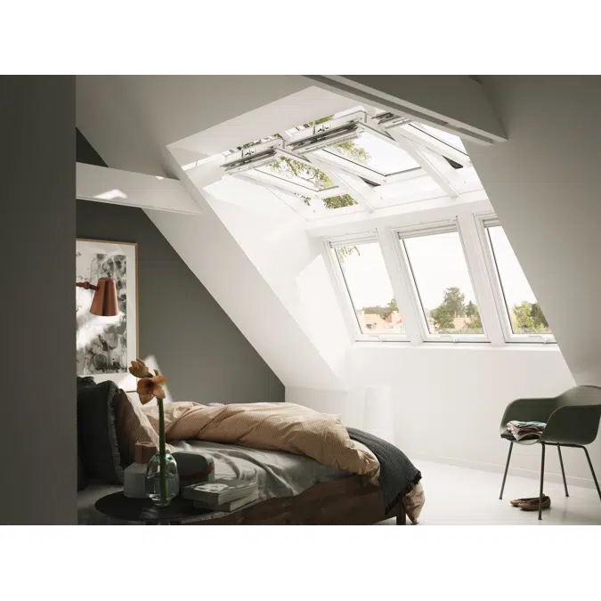 Fenêtres à ouverture par rotation électrique VELUX INTEGRA® (pin peint en blanc)- GGL