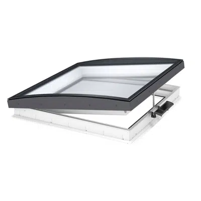 solar powered & electrically vented glass rooflight w. curved glass cvu isu1093