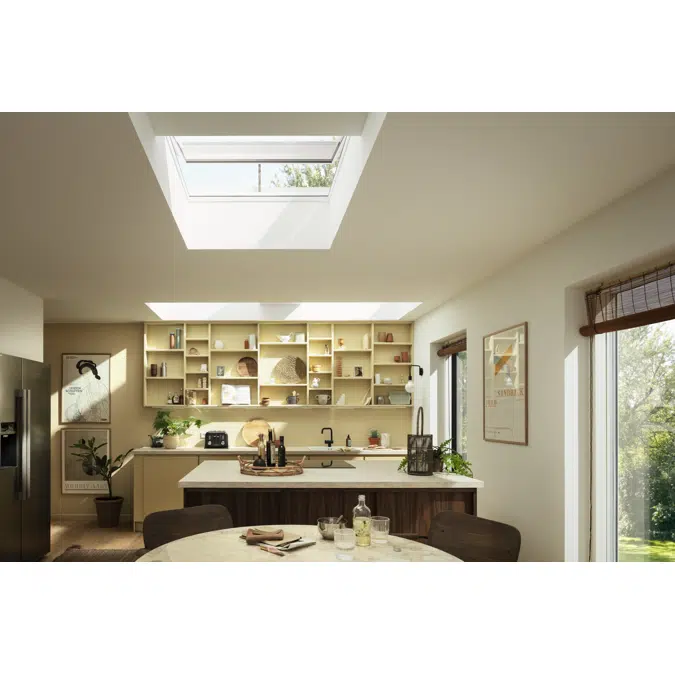 Electrically vented glass rooflight w. Flat glass CVU ISU2093