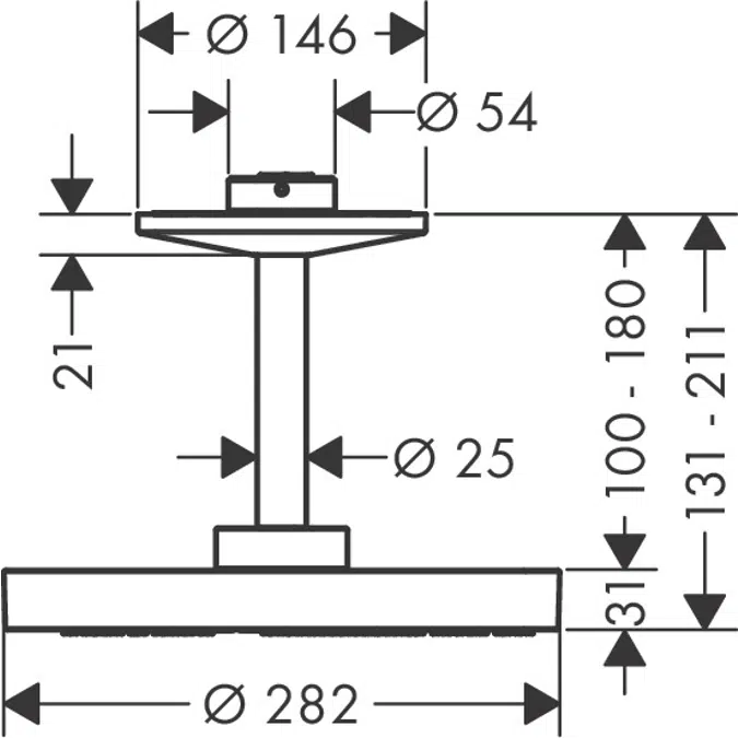 AXOR One Overhead shower 280 2jet with ceiling connection