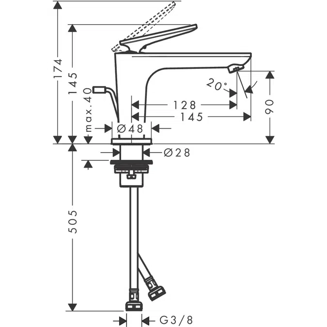 AXOR Citterio C Single lever basin mixer 90 with CoolStart for hand washbasins and pop-up waste set