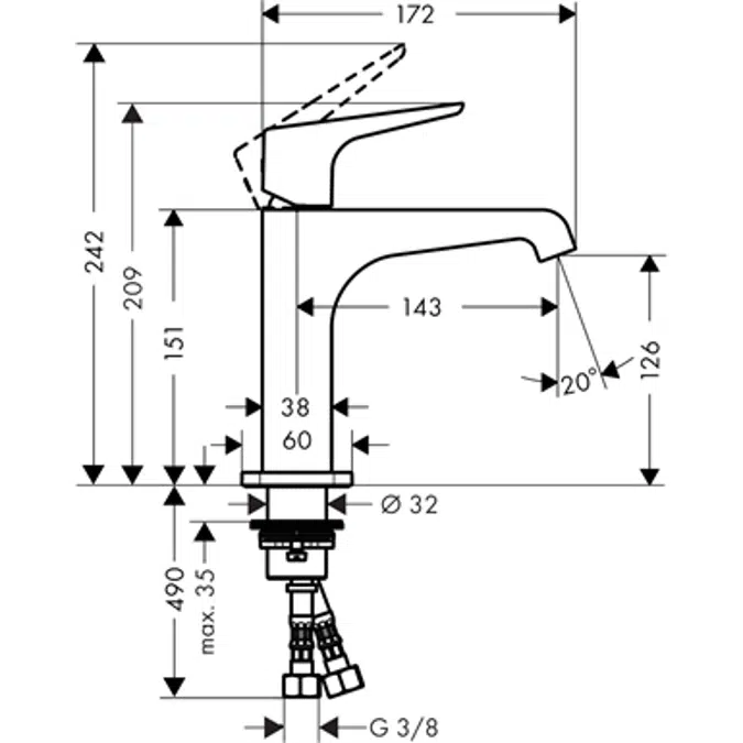 AXOR Citterio E basin mi.130 w/o pull lev.