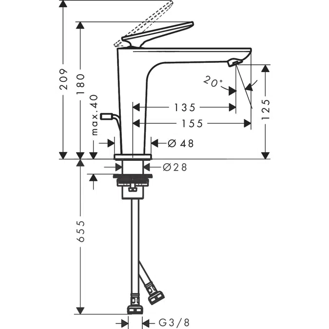 AXOR Citterio C Single lever basin mixer 125 with CoolStart and pop-up waste set - cubic cut