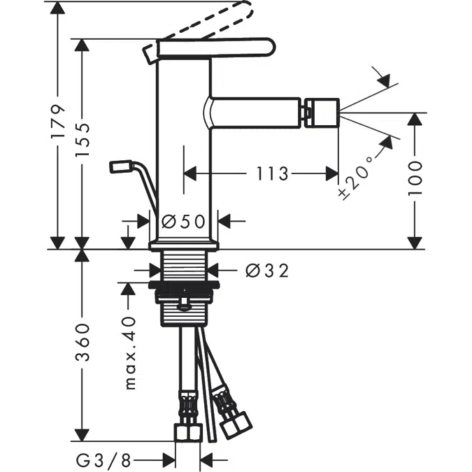 48210XXX AXOR One Single lever bidet mixer with pop-up waste set
