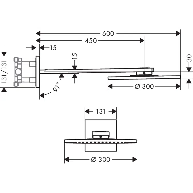 AXOR ShowerSolutions Overhead shower 300 2jet with shower arm