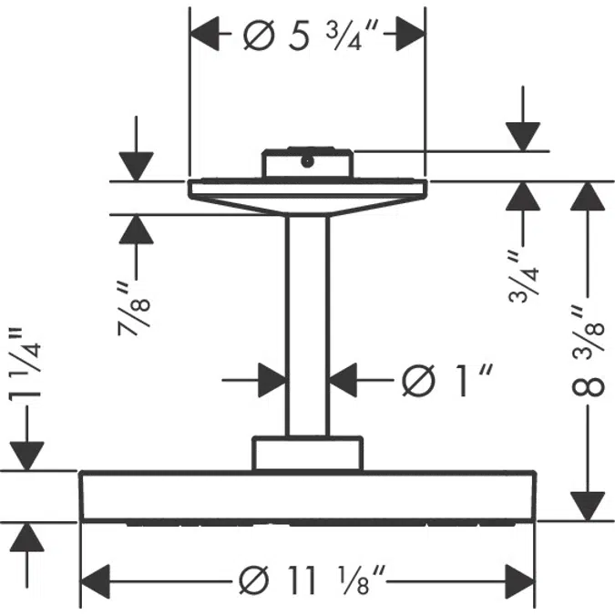 48483USA AXOR One Overhead shower 280 2jet 2.5 GPM with ceiling connection