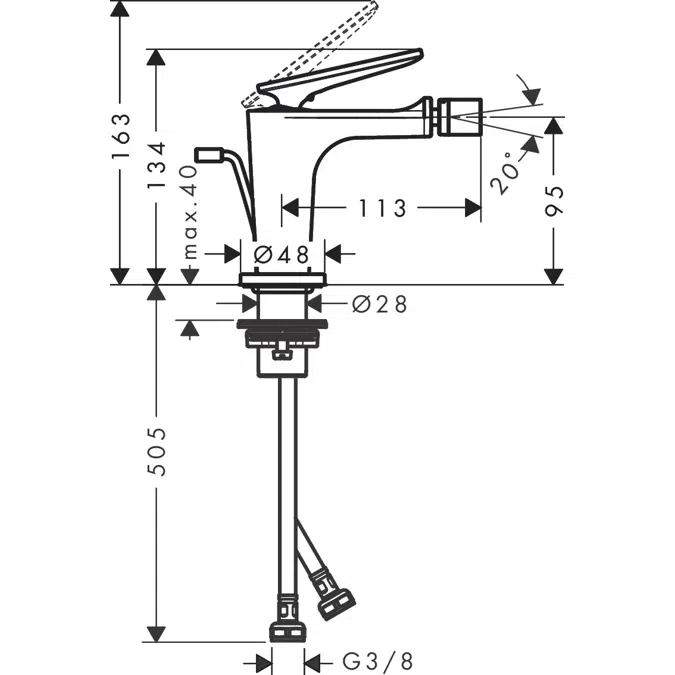 49210XXX AXOR Citterio C Single lever bidet mixer with pop-up waste set