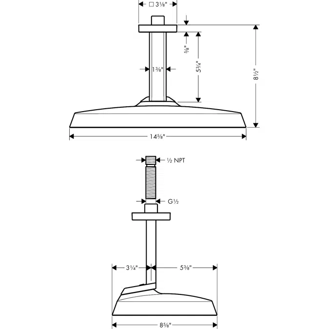 39760USA AXOR ShowerSphere Overhead shower 370 1jet 2.5 GPM with ceiling connector