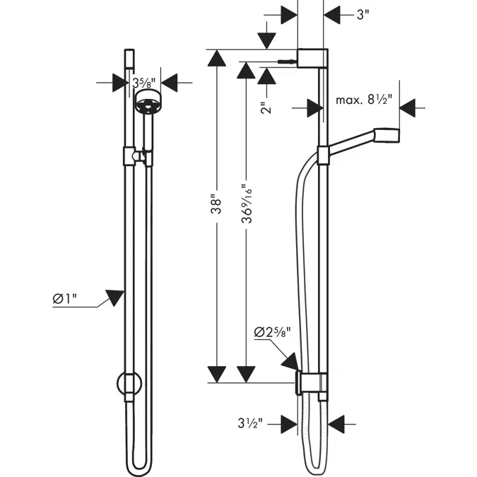 AXOR One Shower set 75 1jet 2.5 GPM with wall connection