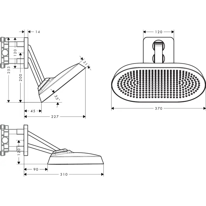 39746XXX AXOR Citterio Next Overhead shower 370 2jet EcoSmart with movable shower arm