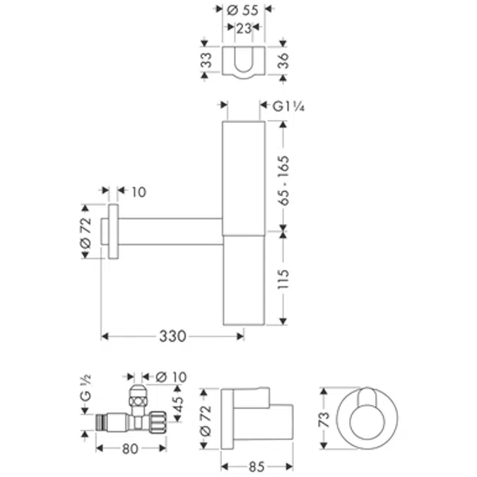 AXOR Flowstar design bottle trap set chr.