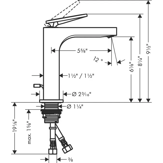 AXOR Citterio Single lever basin mixer 160 with lever handle and pop-up waste set - rhombic cut