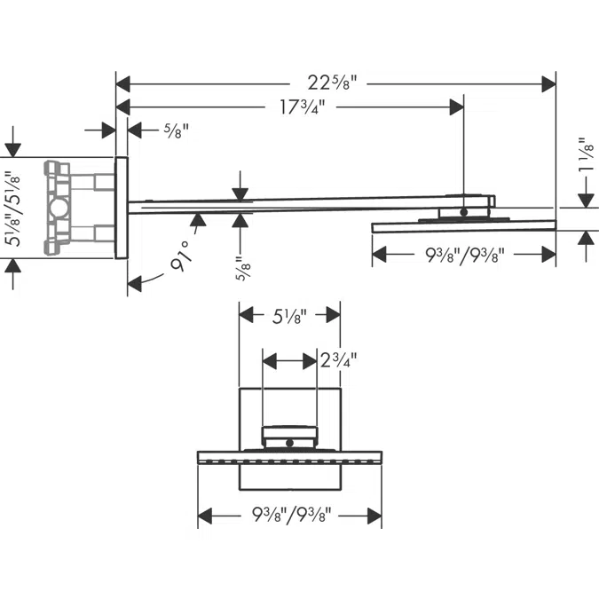 AXOR ShowerSolutions Overhead shower 250/250 2jet 1.75 GPM with shower arm