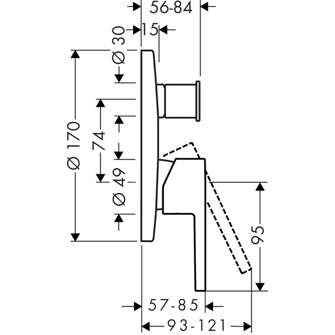 10414XXX AXOR Starck Single lever bath mixer for concealed installation with lever handle