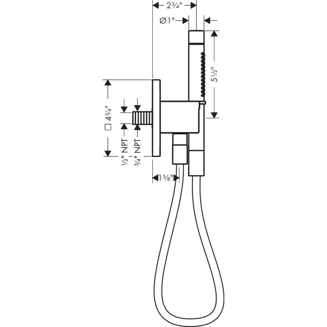 49626USA AXOR Citterio C Porter unit 120/120 softsquare with baton hand shower 2jet 2.5 GPM and textile shower hose