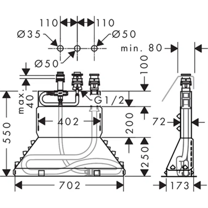 AXOR 3-hole bath mixer basic set rim Secu