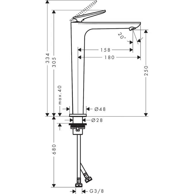 49051XXX AXOR Citterio C Single lever basin mixer 250 with CoolStart and waste set - cubic cut