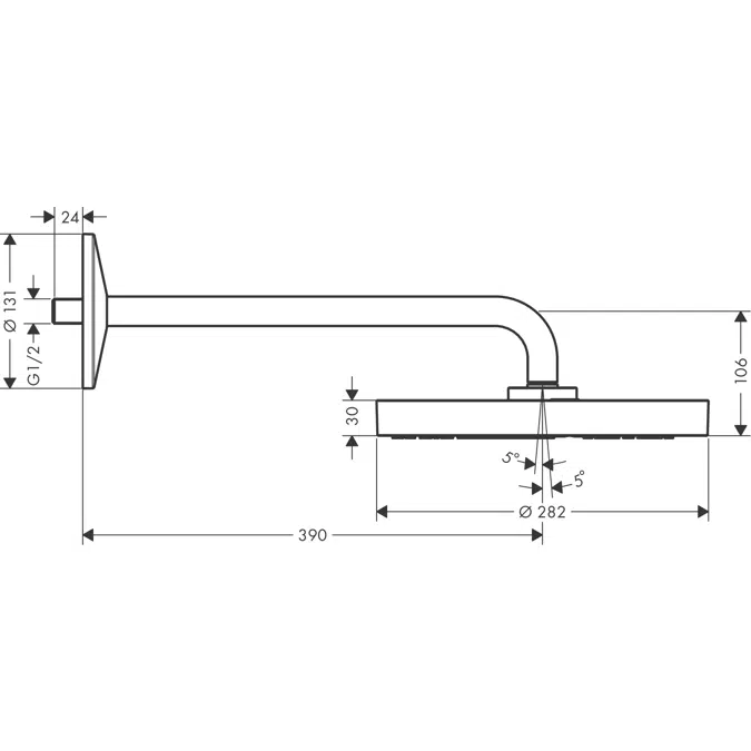 AXOR One Overhead shower 280 1jet with shower arm