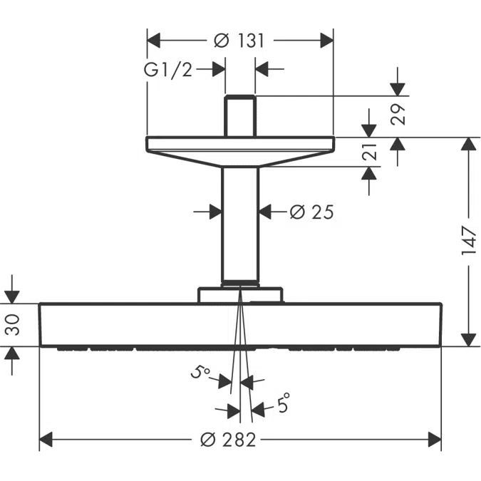 AXOR One Kopfbrause 280 1jet mit Deckenanschluss 48493XXX