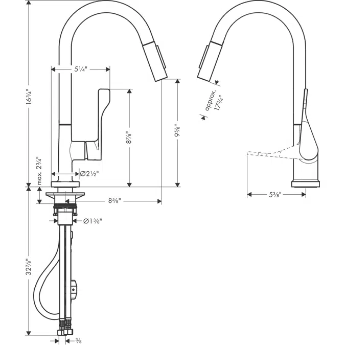 AXOR Citterio Single lever kitchen mixer 250 with pull-out spray 1.75 GPM