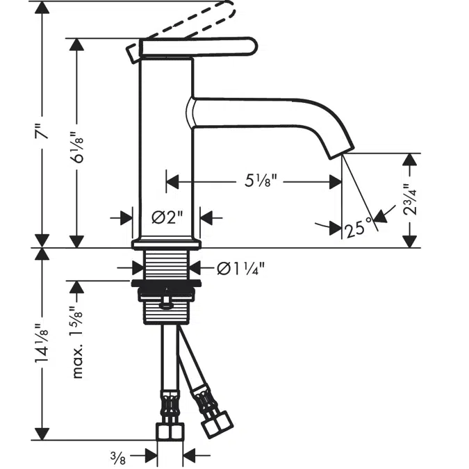 AXOR One Einhebel-Waschtischmischer 70 mit Hebelgriff ohne Ablaufgarnitur 48001USA