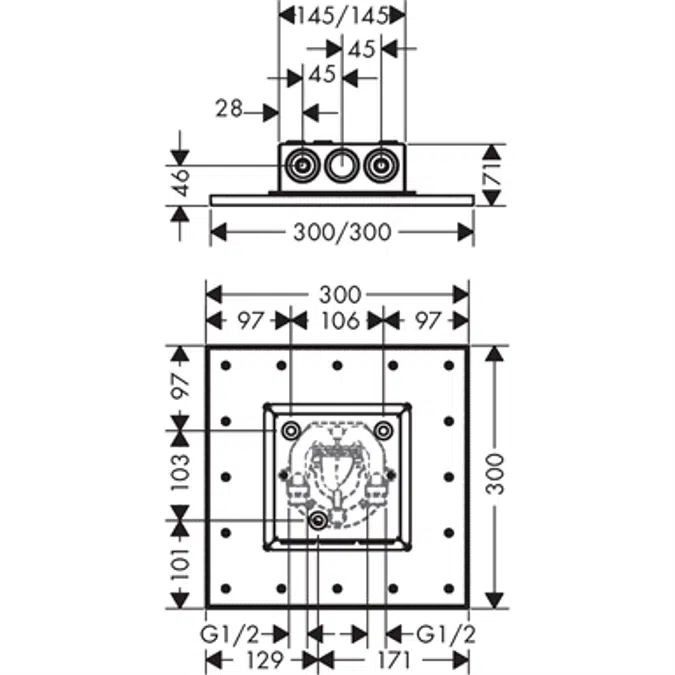AXOR ShowerSolution 300/300 2jet ceiling conc.chrom