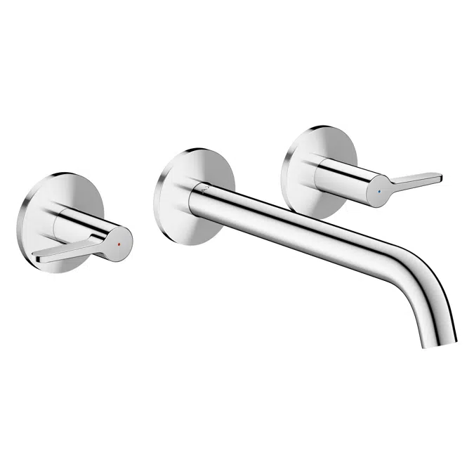 48160CHN AXOR One 3-hole basin mixer for concealed installation wall-mounted with spout 220 mm and lever handles