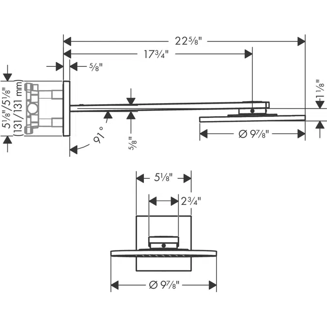 AXOR ShowerSolutions Overhead shower 250 2jet 2.5 GPM with shower arm