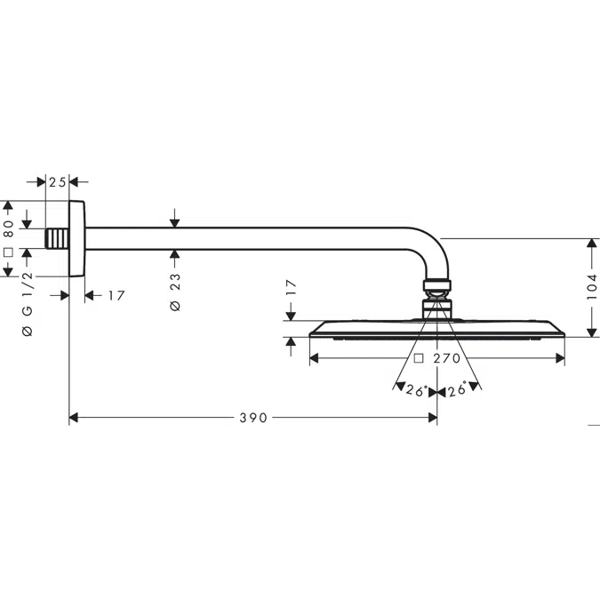 AXOR Citterio C Overhead shower 270/270 1jet with shower arm