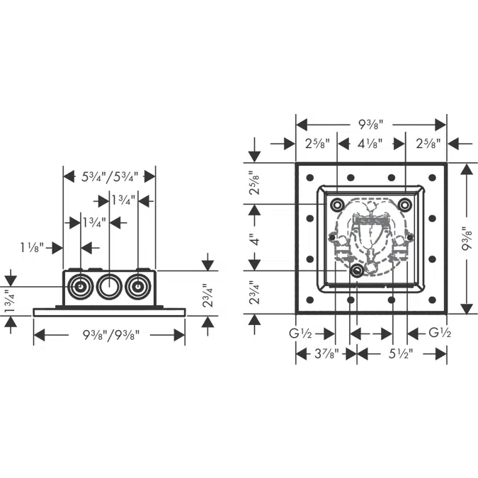 AXOR ShowerSolutions Overhead shower 250/250 2jet  2.5 GPM ceiling