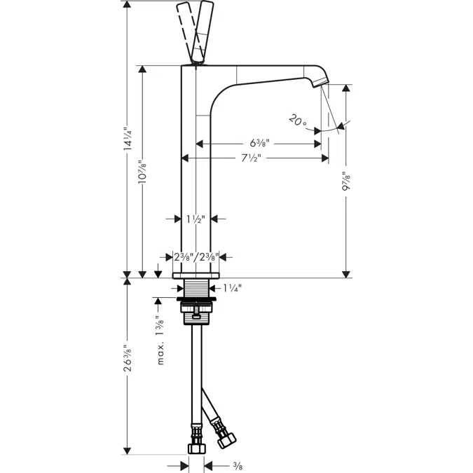 AXOR Citterio E Single lever basin mixer 250 with pin handle for washbowls with waste set