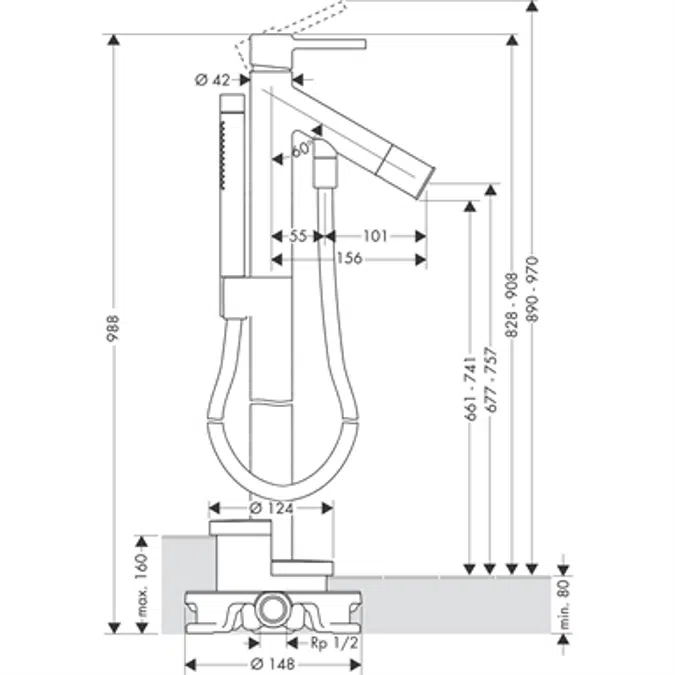 AXOR Starck bath mixer FS free stand. chr.