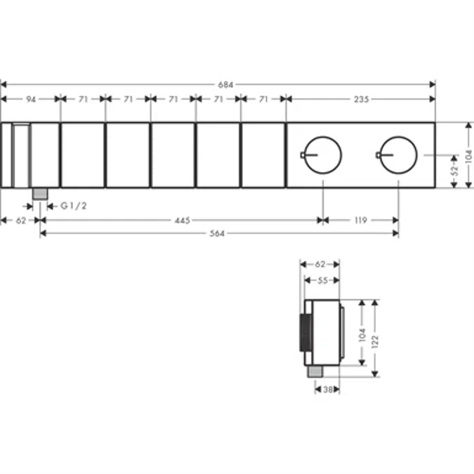 AXOR Edge Thermostatmodul Select 680/100 für 5 Verbraucher Unterputz 46730007