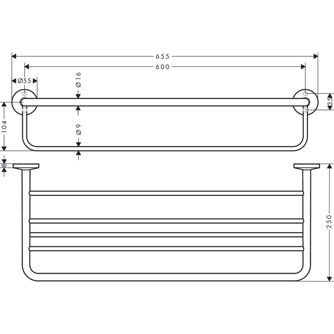 BIM objects Free download! AXOR Universal Circular Towel rack with