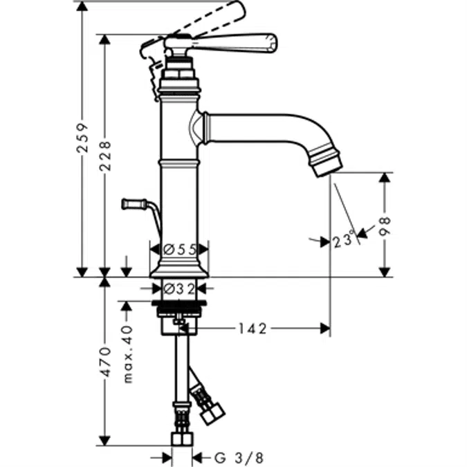 AXOR Montreux Single lever basin mixer 100 with lever handle and pop-up waste set 16515820