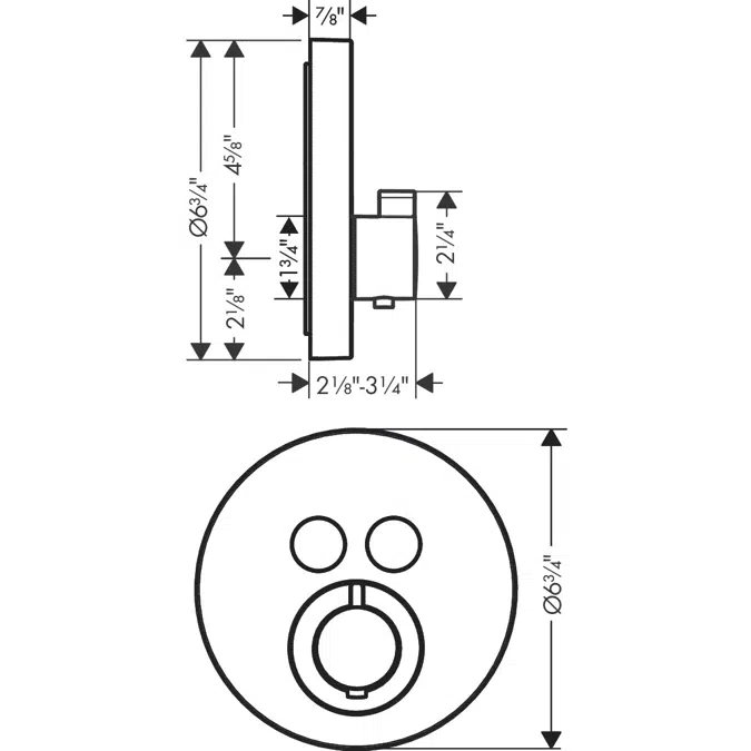 AXOR ShowerSolutions Thermostat for concealed installation round for 2 functions
