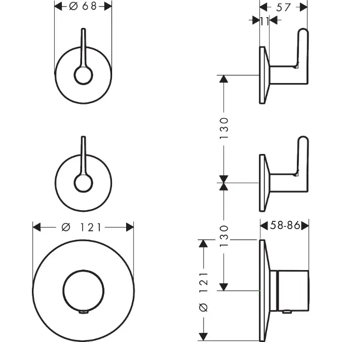 48722XXX AXOR One Thermostatic module for concealed installation for 2 functions with lever handle