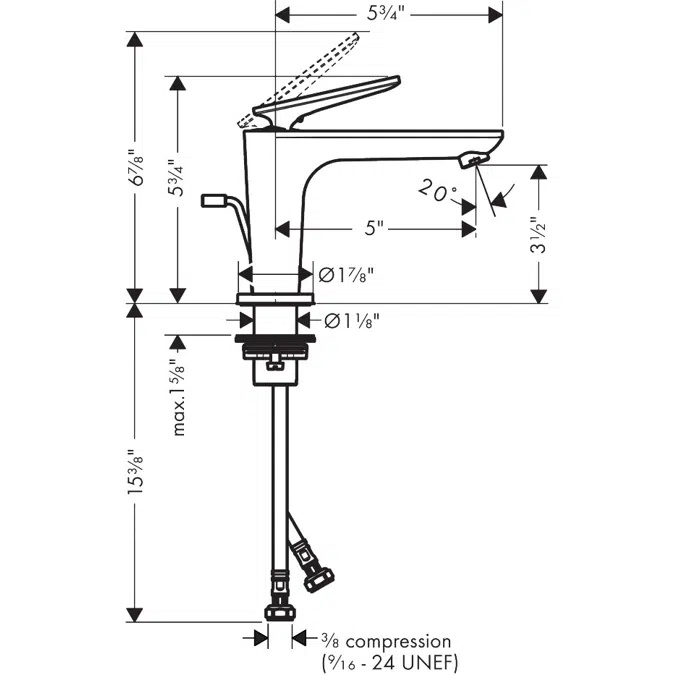 49010USA  AXOR Citterio C Single lever basin mixer 90 with CoolStart for hand washbasins and pop-up waste set